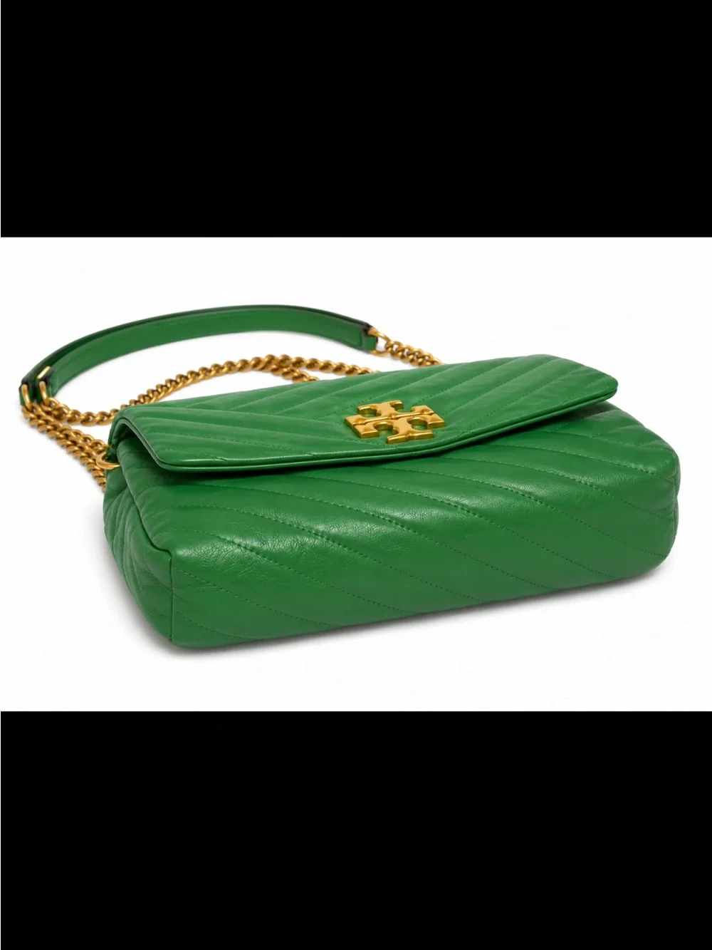 Tory Burch Kira Chevron Convertible Shoulder Bag in Rich Emerald Green